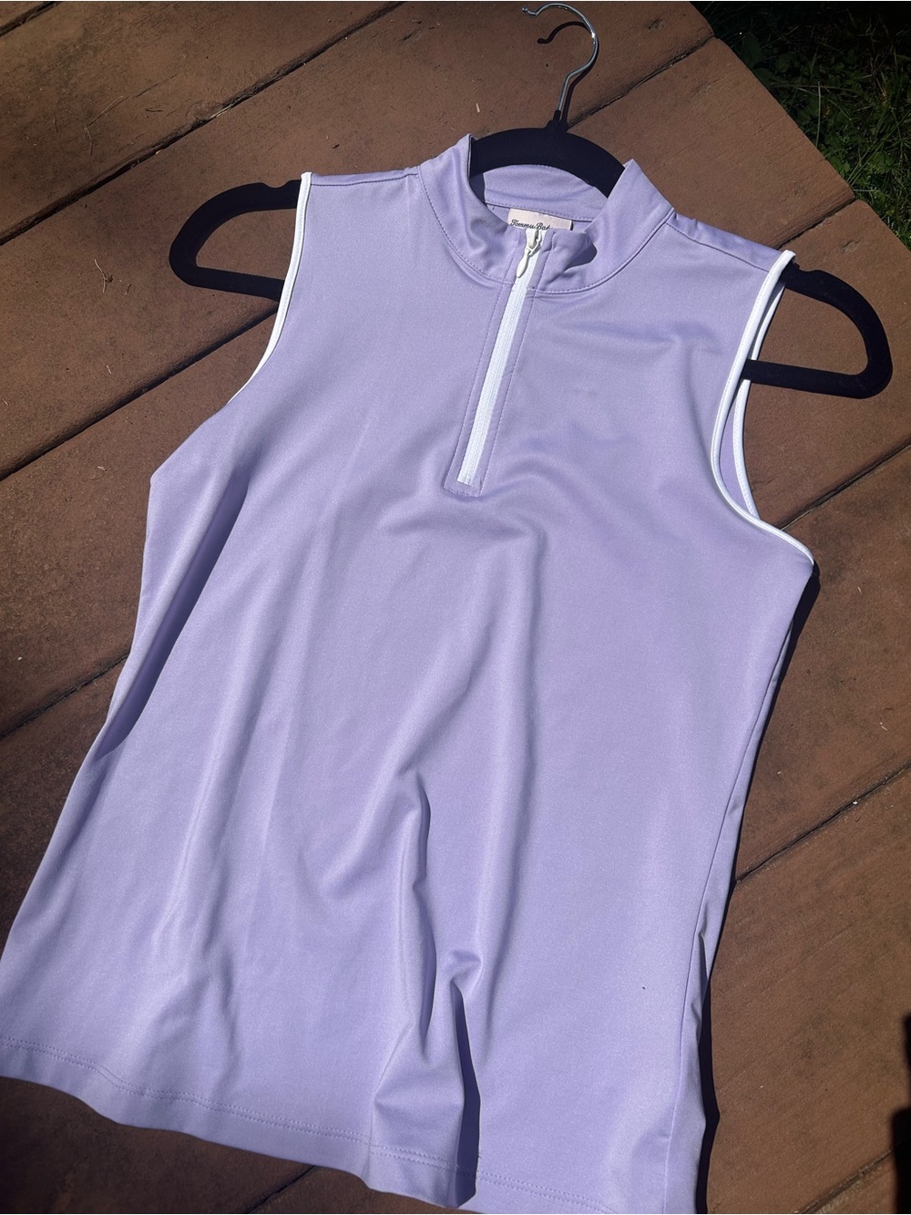 Tommy Bahama Sleeveless Lavender Zip Mock Neck Top